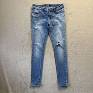 Dear John Jeans Women Sz 27 Blue Joyrich Low‎ Rise Skinny Ankle Distressed Denim